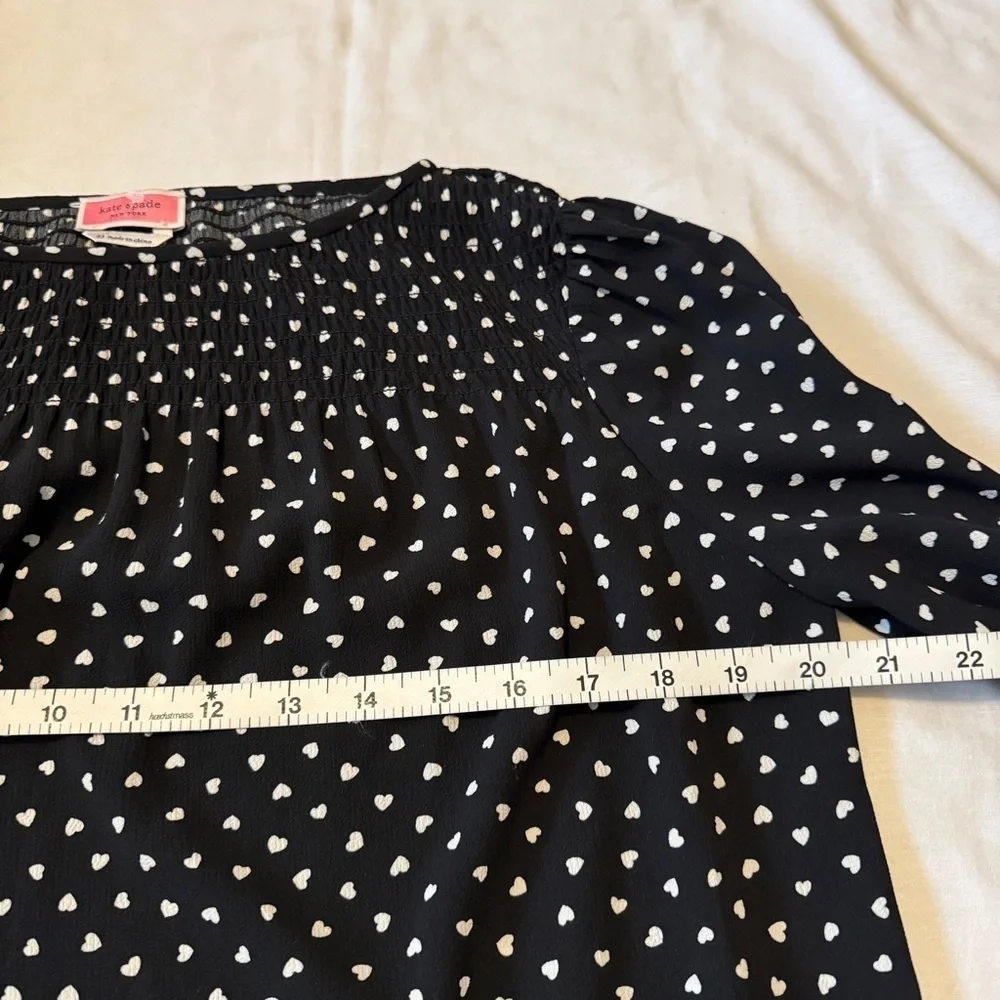 Kate‎ Spade XS Heartbeat Smocked Top Blouse ~ Hearts Smocked Night Out Party